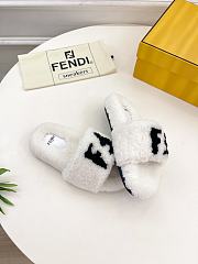 Colestore Fendi FF Slippers Fur White - 2