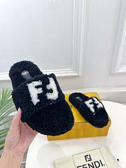 Colestore Fendi FF Slippers Fur Black  - 3