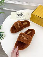 Colestore Fendi Logo Slippers Fur Brown  - 5