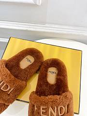 Colestore Fendi Logo Slippers Fur Brown  - 4