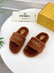 Colestore Fendi Logo Slippers Fur Brown  - 3