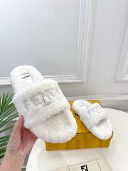 Colestore Fendi Logo Slippers Fur White - 4