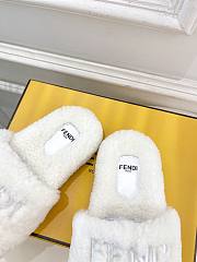Colestore Fendi Logo Slippers Fur White - 3