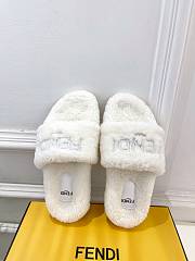 Colestore Fendi Logo Slippers Fur White - 2