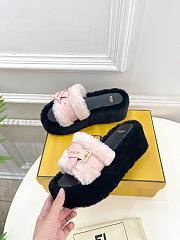 Colestore Fendi Shearling High Slides Pink - 2