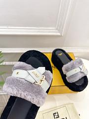 Colestore Fendi Shearling High Slides Grey  - 2