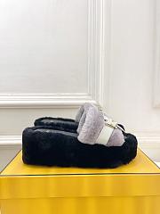 Colestore Fendi Shearling High Slides Grey  - 4