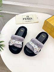 Colestore Fendi Shearling High Slides Grey  - 5