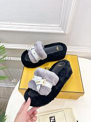 Colestore Fendi Shearling High Slides Grey  - 6
