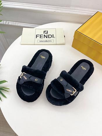 Colestore Fendi Shearling High Slides Black