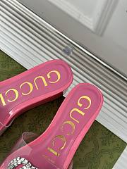 Colestore Gucci Crystal-Embellished Transparent High Slides Pink - 6