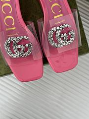 Colestore Gucci Crystal-Embellished Transparent High Slides Pink - 4