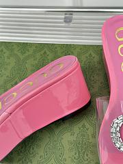 Colestore Gucci Crystal-Embellished Transparent High Slides Pink - 2
