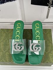 Colestore Gucci Crystal-Embellished Transparent High Slides Green - 1
