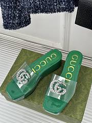 Colestore Gucci Crystal-Embellished Transparent High Slides Green - 6