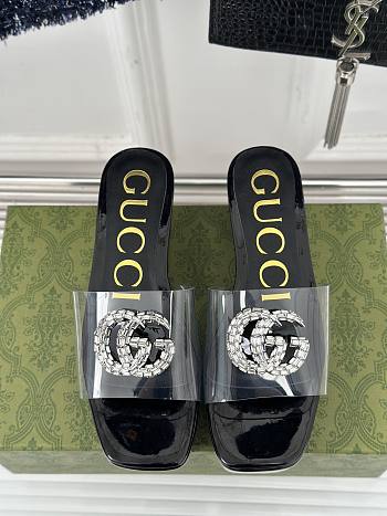 Colestore Gucci Crystal-Embellished High Slides Black