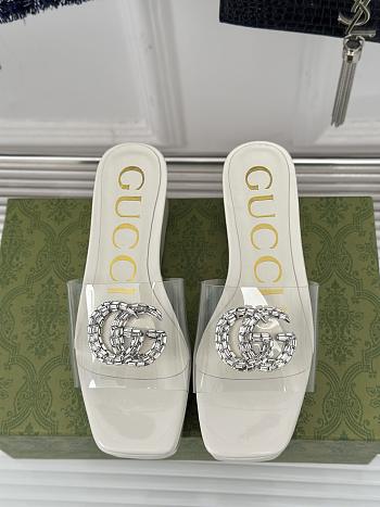 Colestore Gucci Crystal-Embellished Transparent High Slides White