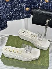 Colestore Gucci Crystal-Embellished Transparent High Slides White - 2