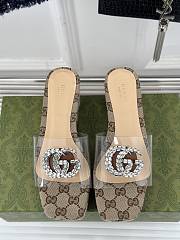 Colestore Gucci CC Crystal-Embellished Transparent High Slides Brown - 1