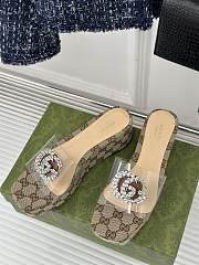 Colestore Gucci CC Crystal-Embellished Transparent High Slides Brown - 3