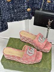 Colestore Gucci CC Crystal-Embellished High Slides Pink - 6