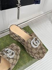 Colestore Gucci CC Crystal-Embellished High Slides Brown - 3