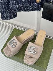 Colestore Gucci CC Crystal-Embellished High Slides Beige - 2