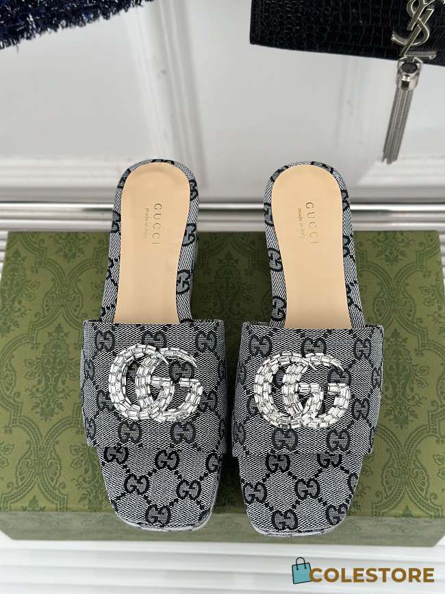 Colestore Gucci CC Crystal-Embellished High Slides Grey - 1