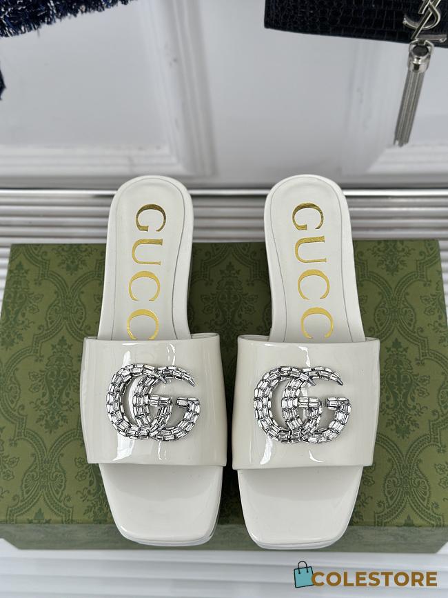 Colestore Gucci Crystal-Embellished High Slides Full White - 1