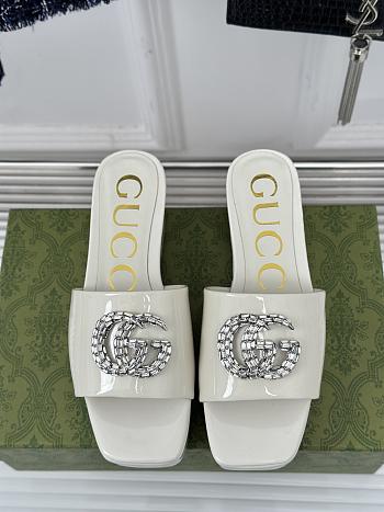 Colestore Gucci Crystal-Embellished High Slides Full White