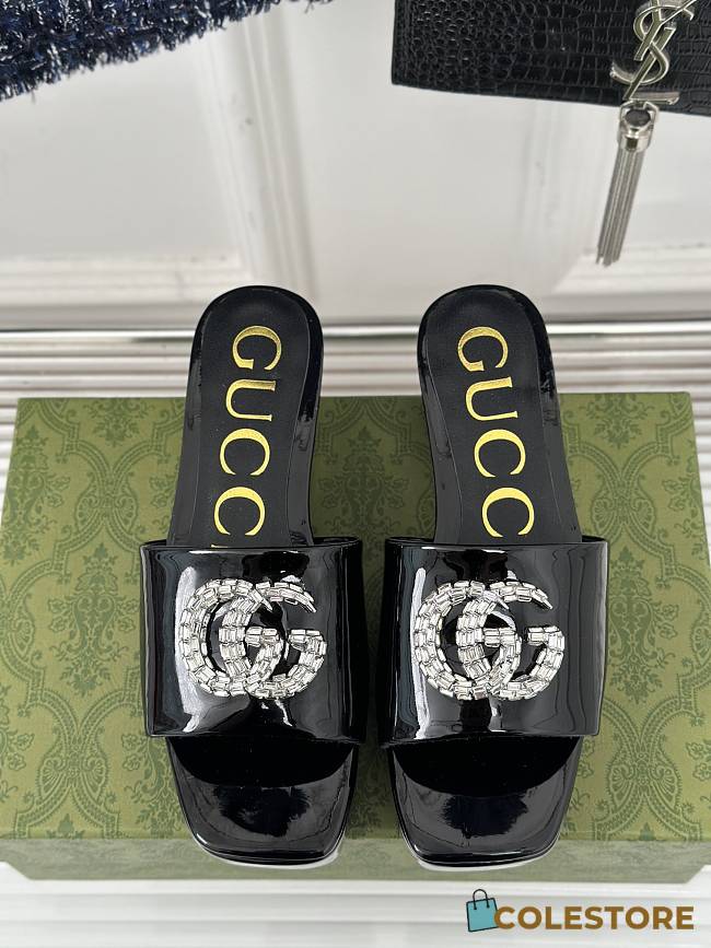 Colestore Gucci Crystal-Embellished Slides Full Black - 1