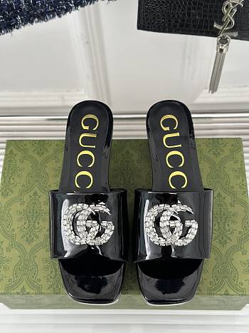 Colestore Gucci Crystal-Embellished Slides Full Black