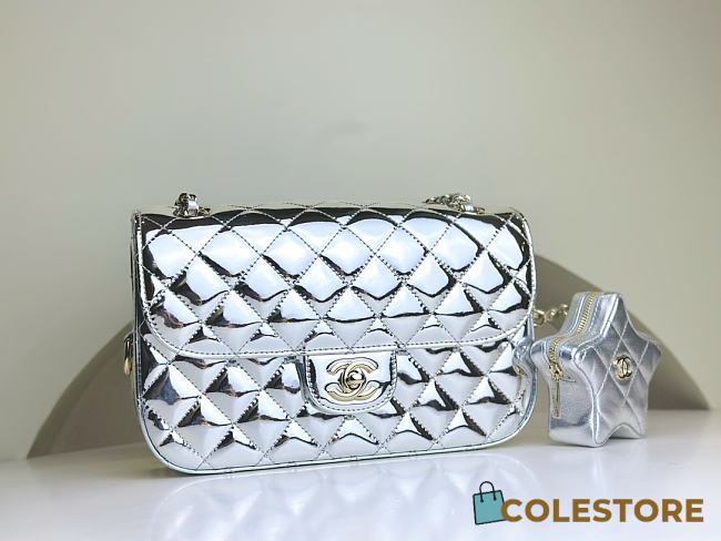 Colestore Chanel 19 Flap Bag Silver 15.5 cm - 1