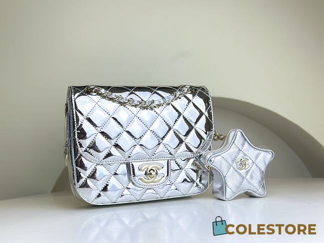 Colestore Chanel 19 Flap Bag Silver 15 cm - 1