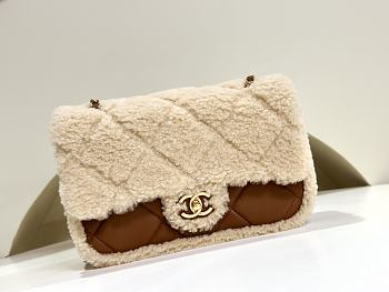 Colestore Chanel Mini Flap Bag With Fur Brown  20 cm