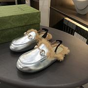 Colestore Gucci Loafer With Fur Silver Size 24 - 35 - 2