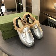 Colestore Gucci Loafer With Fur Silver Size 24 - 35 - 4