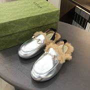 Colestore Gucci Loafer With Fur Silver Size 24 - 35 - 5