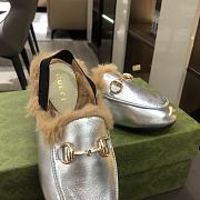 Colestore Gucci Loafer With Fur Silver Size 24 - 35 - 6