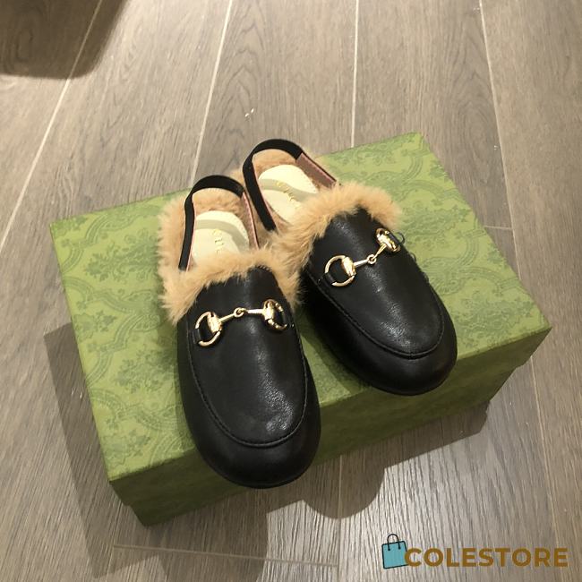 Colestore Kid Shoes Gucci Loafer With Fur Black Size 24 - 35 - 1