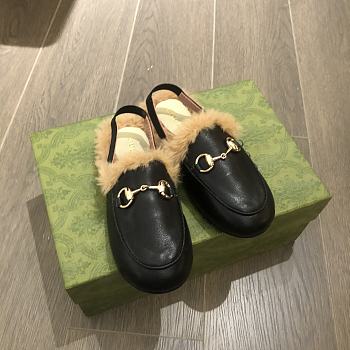 Colestore Kid Shoes Gucci Loafer With Fur Black Size 24 - 35