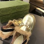 Colestore Kid Shoes Gucci Loafer With Fur Gold Size 24 - 35 - 6