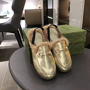 Colestore Kid Shoes Gucci Loafer With Fur Gold Size 24 - 35 - 5