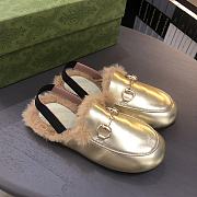 Colestore Kid Shoes Gucci Loafer With Fur Gold Size 24 - 35 - 3