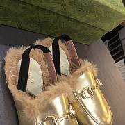 Colestore Kid Shoes Gucci Loafer With Fur Gold Size 24 - 35 - 2