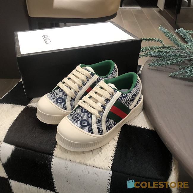 Colestore Kid Shoes Gucci Signature  Blue Sneaker Size 26 - 35 - 1