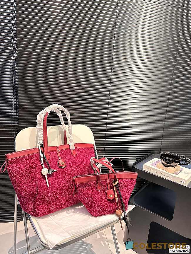 Colestore Fendi Fur Mini Tote Bag Hot Pink 15 x 19 cm - 1