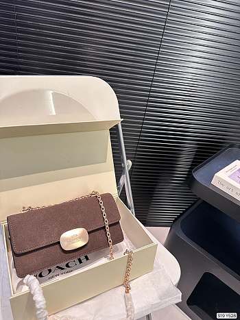 Colestore Coach Shoulder Suede Bag Chocolate 23 x 13 cm