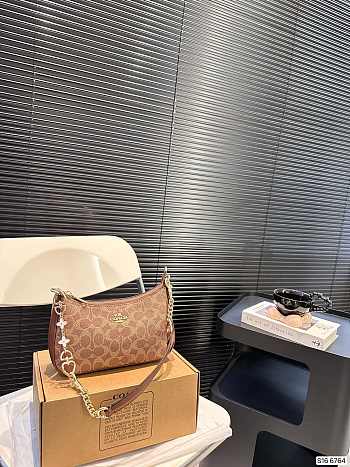 Colestore Coach Teri Shoulder Bag C Logo In Chocolate  24 x 13 cm