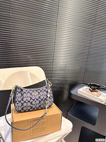Colestore Coach Teri Shoulder Bag C Logo In Blue 24 x 13 cm